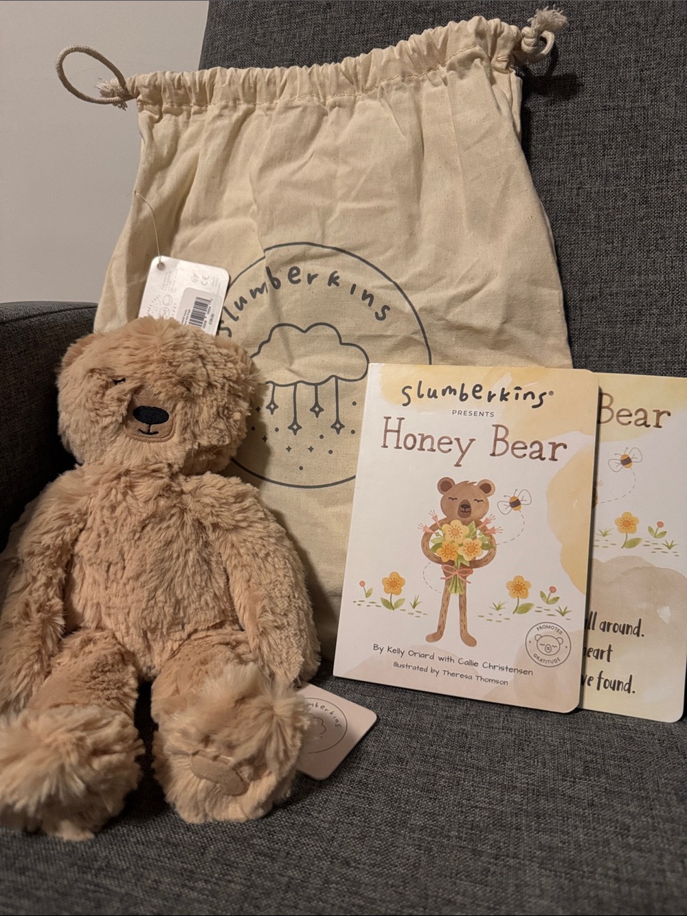 Slumberkins Honey Bear Kin and Book Set - Cream/Tan